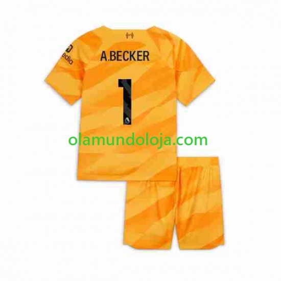 Camisola Liverpool A.Becker 1 Guarda-redes Criança Equipamento Terceiro 2023-2024 Manga Curta